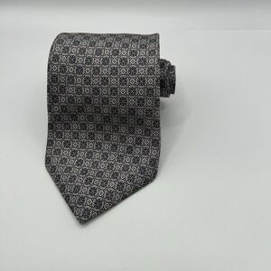 Vintage Hardy Amies London Gray Multicolor Geometric Silk Tie 3.5" x 58"